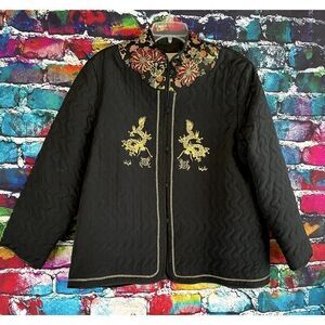 Monaliza Oriental Embroidered Quilted Jacket Blazer Size 46